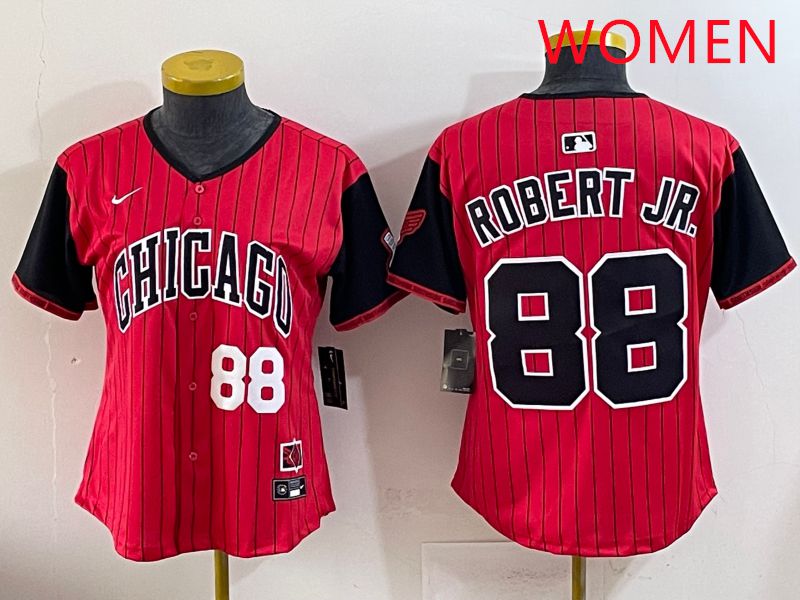 Women 2025 Chicago White Sox #88 Robert jr Red Joint Name Nike MLB Jersey style 19